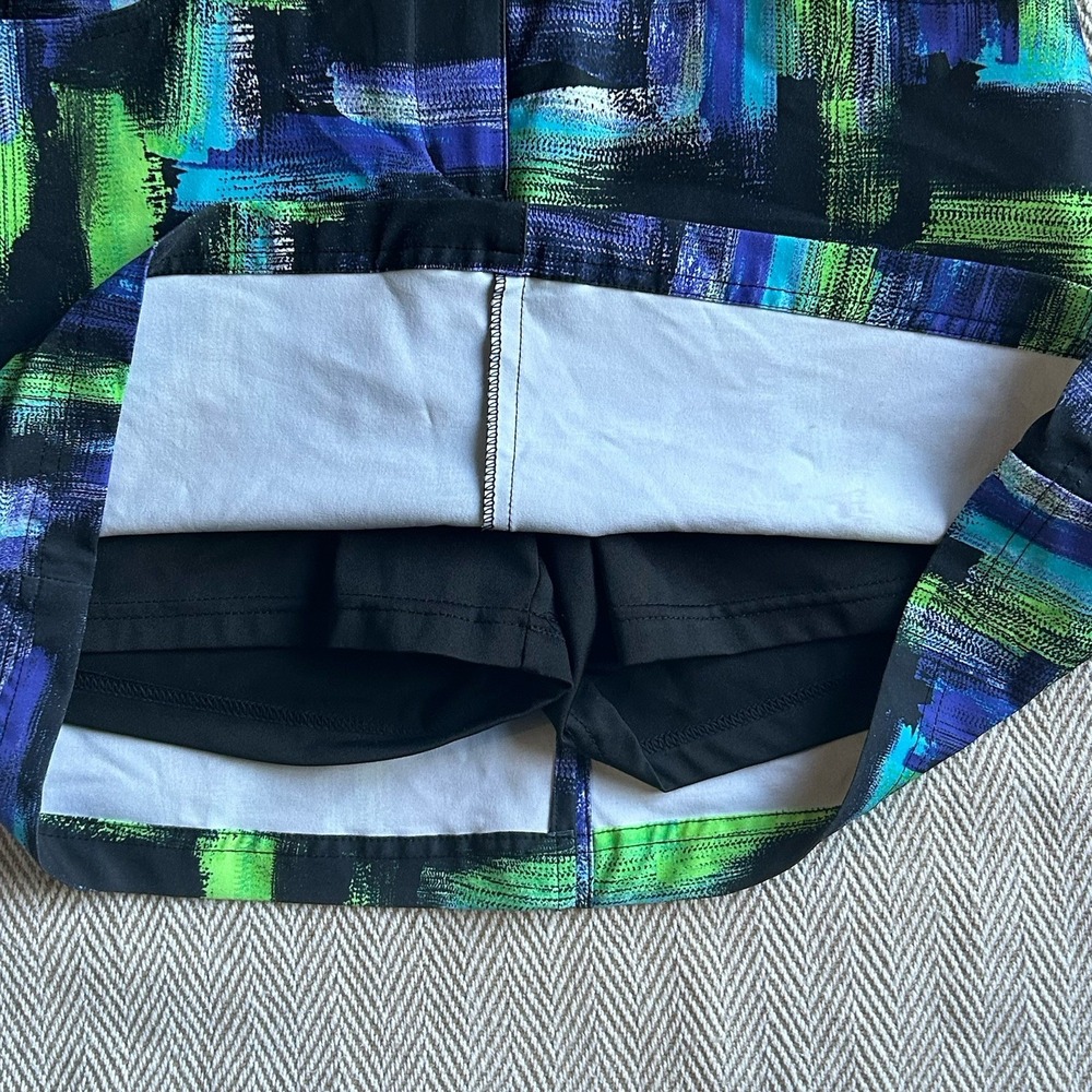 Slazenger Golf Skort Women 2 Abstract Brushstroke Lined Skirt Retro Performance - Picture 2 of 5